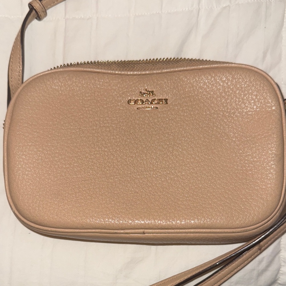 Coach Small Pebbled Leather Crossbody in Taupe - Picture 2 of 5